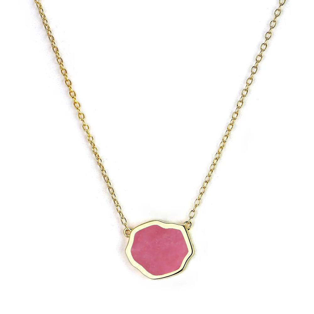 LOVE - Rhodonite Single Stone Necklace (Gold)
