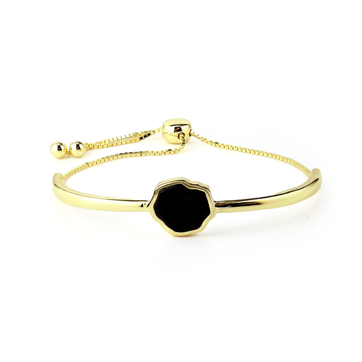 CONFIDENCE - Black Onyx Adjustable Bracelet (Gold Vermeil)