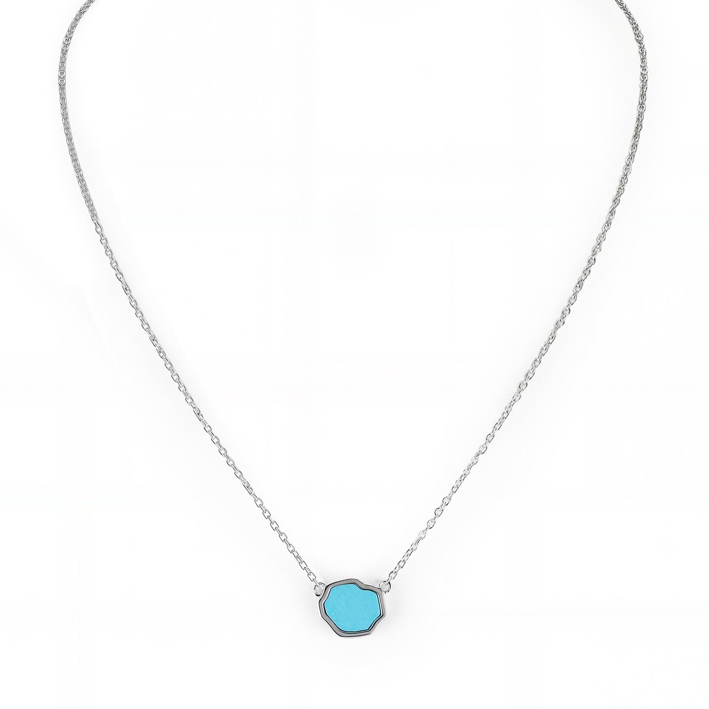 PROTECTION - Turquoise MINI Single Stone Necklace (Silver)