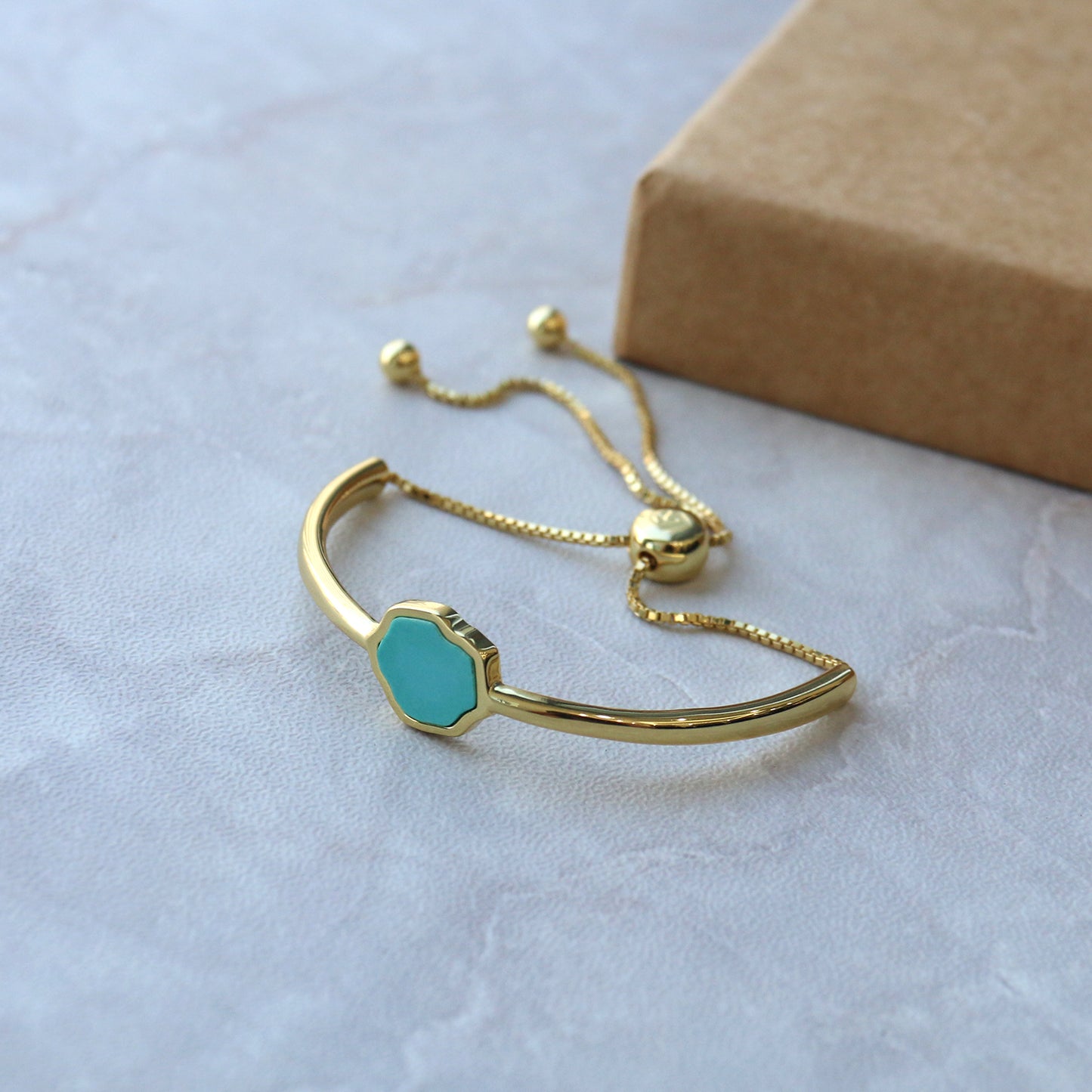 PROTECTION - Turquoise Adjustable Bracelet (Gold Vermeil)