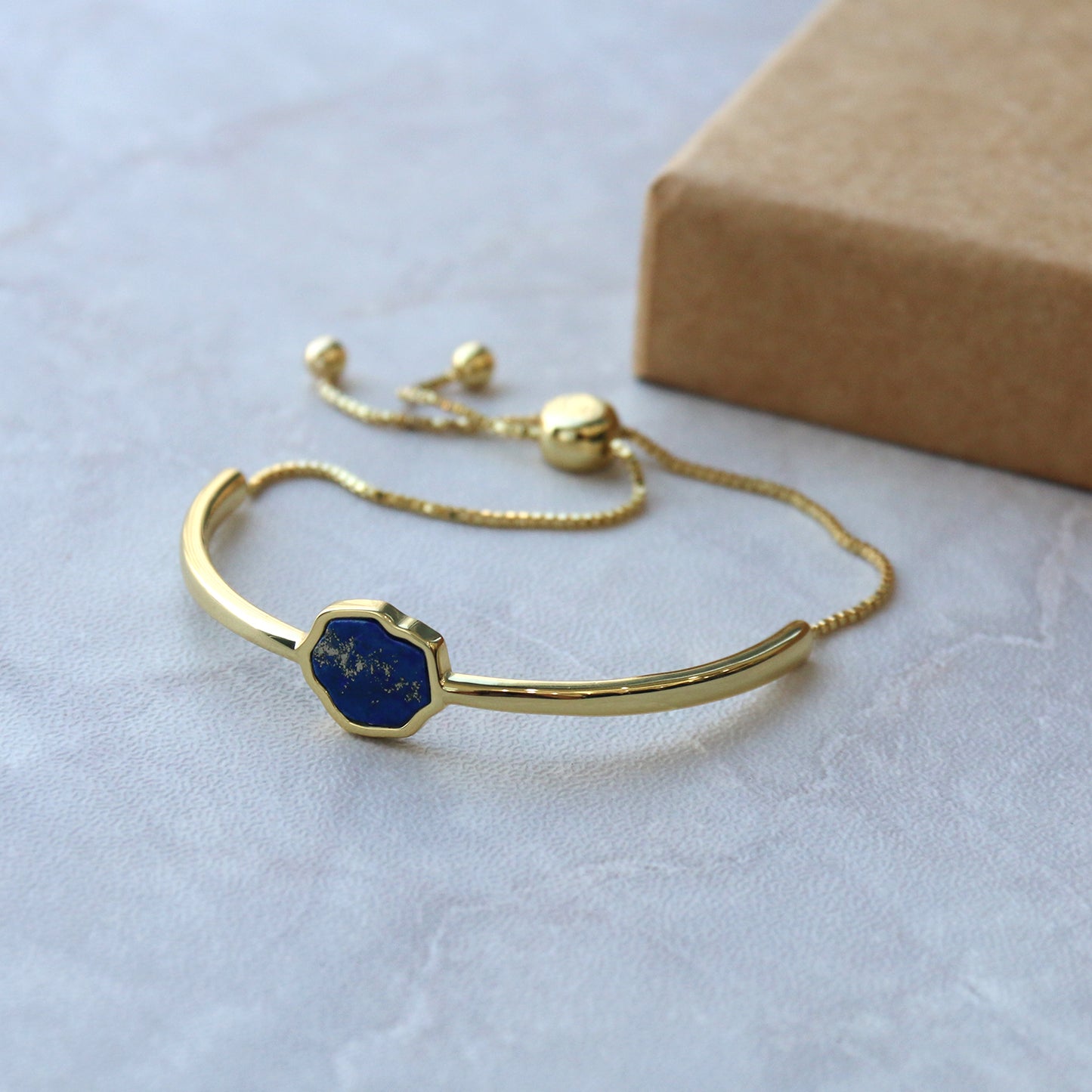 STRENGTH - Lapis Lazuli Adjustable Bracelet (Gold Vermeil)
