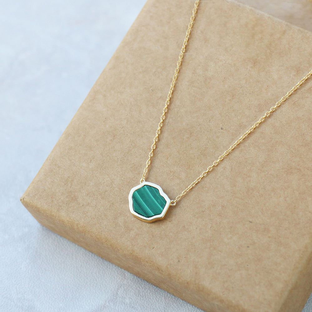 LUCK - Malachite Single Stone Necklace (Gold Vermeil)