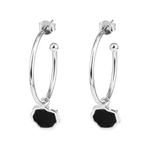 Load image into Gallery viewer, CONFIDENCE - Black Onyx Stone Charm &amp; Hoop Earrings
