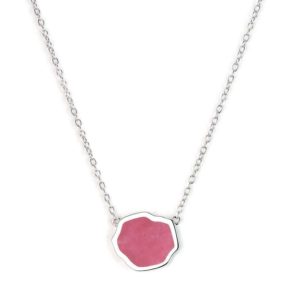 LOVE - Rhodonite Single Stone Necklace (Silver)