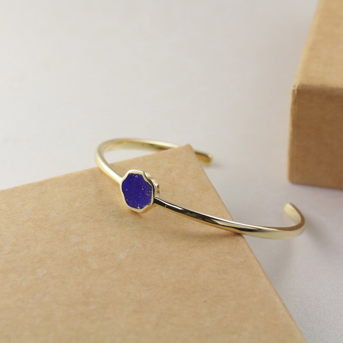 STRENGTH - Lapis Lazuli Single Stone Cuff (Gold)