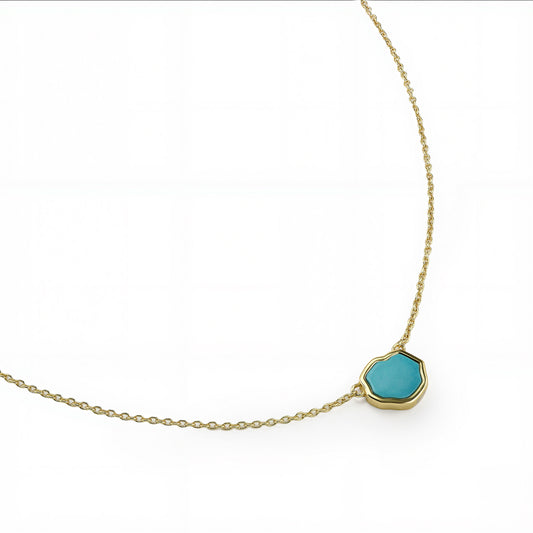 PROTECTION - Turquoise MINI Single Stone Necklace (Gold Vermeil)