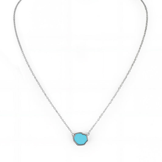 PROTECTION - Turquoise MINI Single Stone Necklace (Silver)