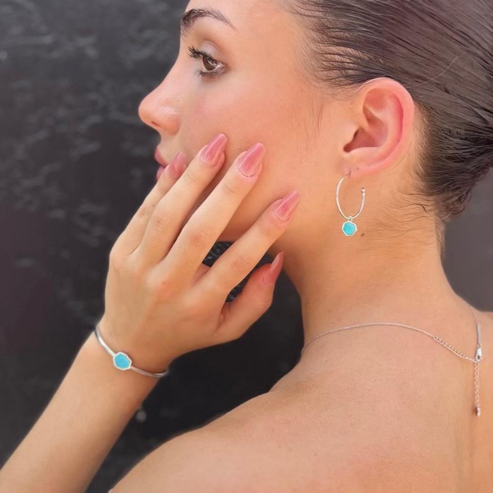 PROTECTION - Turquoise Adjustable Bracelet (Silver)