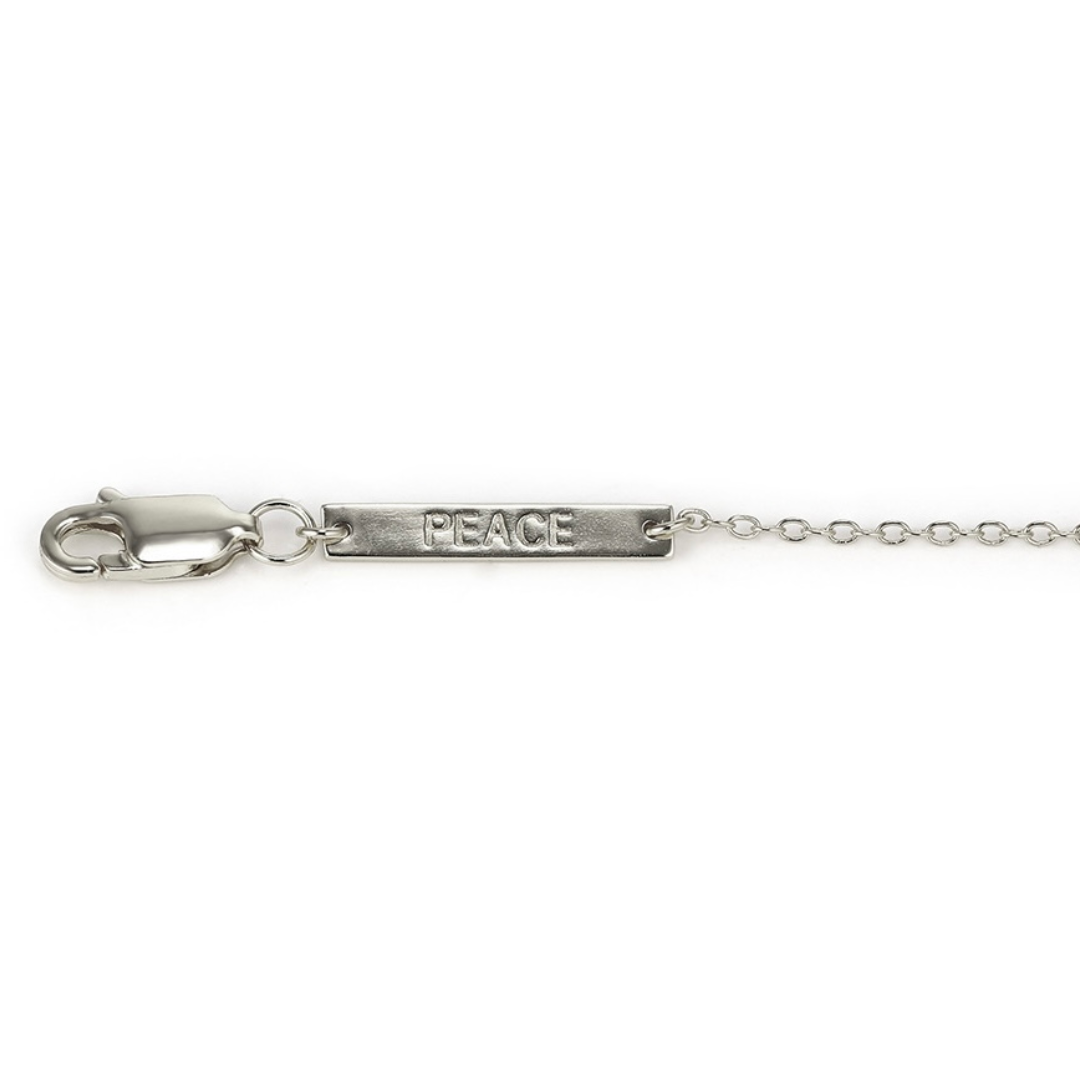 PEACE - Mother of Pearl Single Stone Necklace (Silver)