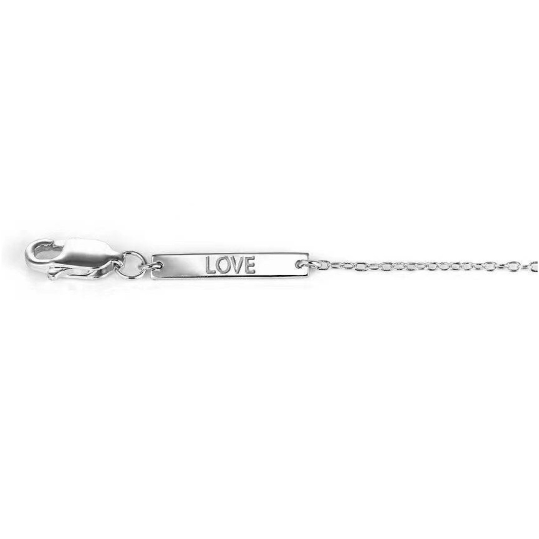 LOVE - Rhodonite Single Stone Necklace (Silver)