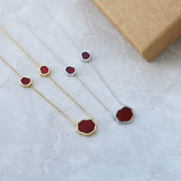 MOTIVATION - Carnelian Triple Stone Necklace