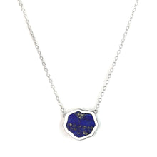 Load image into Gallery viewer, Bright blue lapis gemstone single stone necklace in sterling silver on white background
