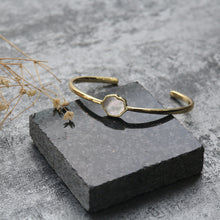 Load image into Gallery viewer, PEACE - Mother of Pearl Single Stone Cuff

