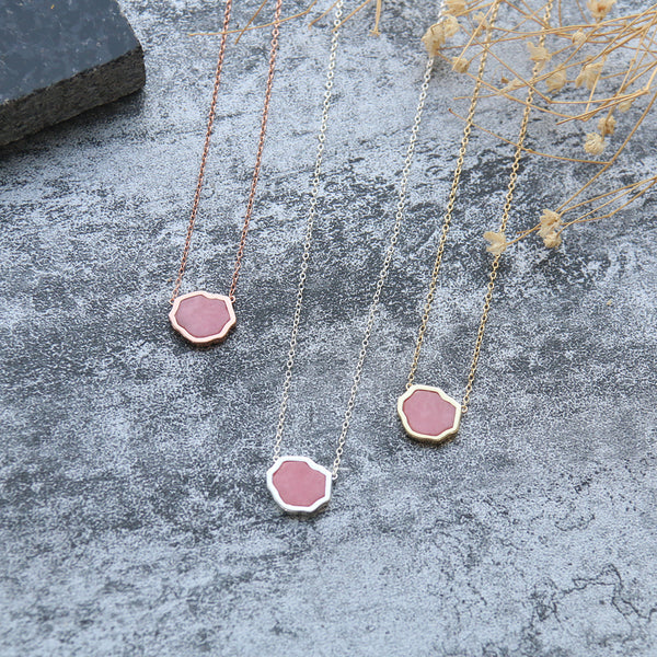 LOVE - Rhodonite Single Stone Necklace