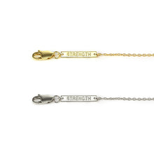 Load image into Gallery viewer, Two strength tags in sterling silver and 14 gold connecting necklace and lobster clasp
