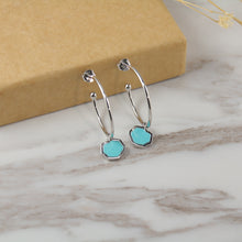 Load image into Gallery viewer, PROTECTION - Turquoise Stone Charm &amp; Hoop Earrings
