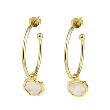 Load image into Gallery viewer, PEACE - Mother of Pearl Charm &amp; Hoop Earrings
