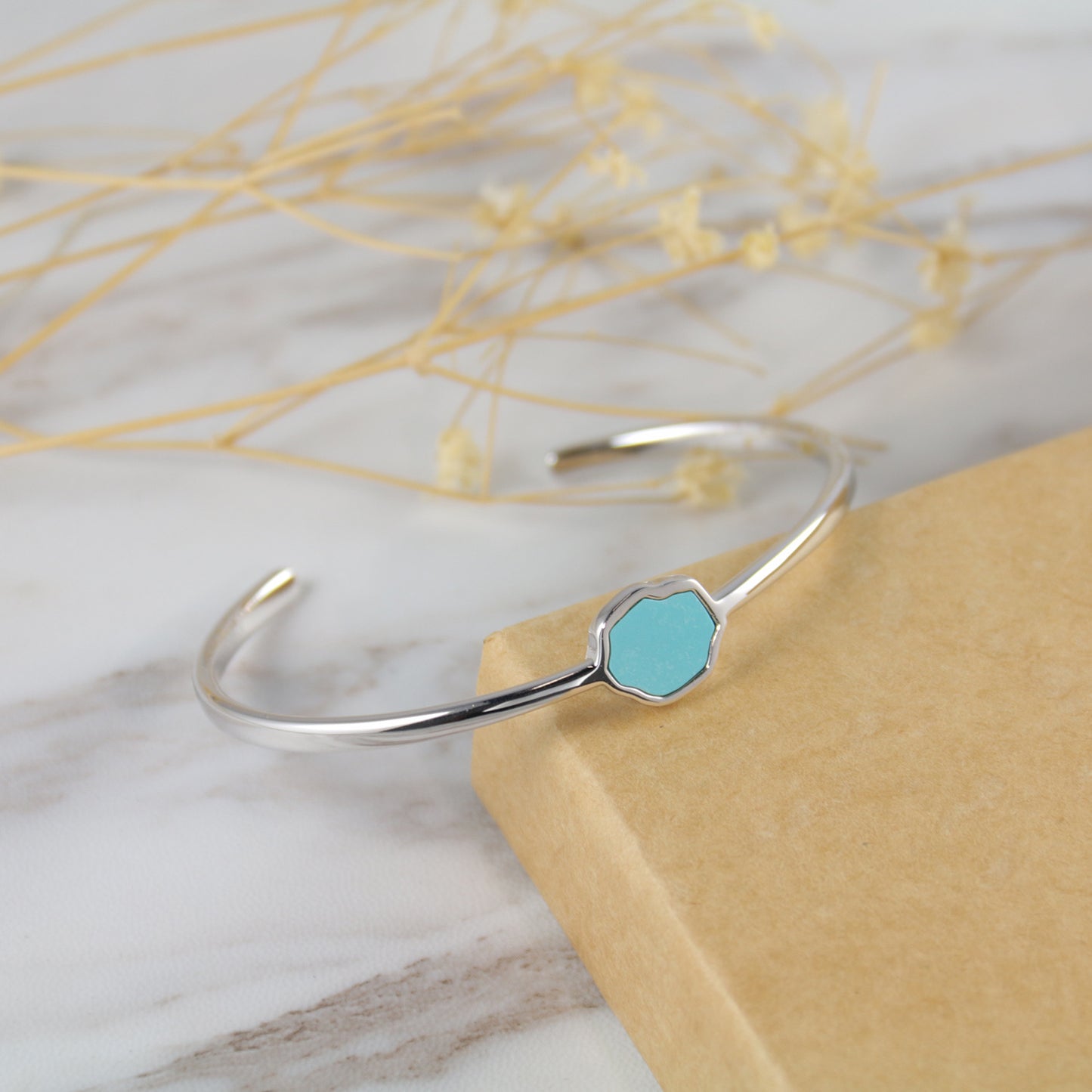 PROTECTION - Turquoise Single Stone Cuff (Silver)