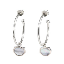 Load image into Gallery viewer, PEACE - Mother of Pearl Charm &amp; Hoop Earrings
