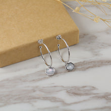 Load image into Gallery viewer, PEACE - Mother of Pearl Charm &amp; Hoop Earrings
