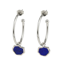 Load image into Gallery viewer, STRENGTH - Lapis Lazuli Stone Charm &amp; Hoop Earrings
