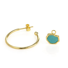 Load image into Gallery viewer, PROTECTION - Turquoise Stone Charm &amp; Hoop Earrings
