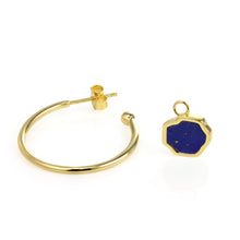 Load image into Gallery viewer, STRENGTH - Lapis Lazuli Stone Charm &amp; Hoop Earrings
