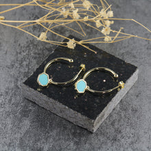 Load image into Gallery viewer, PROTECTION - Turquoise Stone Charm &amp; Hoop Earrings
