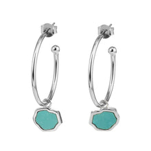 Load image into Gallery viewer, PROTECTION - Turquoise Stone Charm &amp; Hoop Earrings
