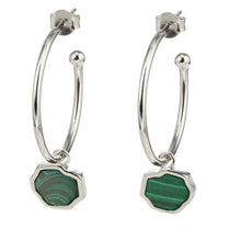 Load image into Gallery viewer, LUCK - Malachite Stone Charm &amp; Hoop Earrings

