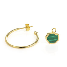 Load image into Gallery viewer, LUCK - Malachite Stone Charm &amp; Hoop Earrings
