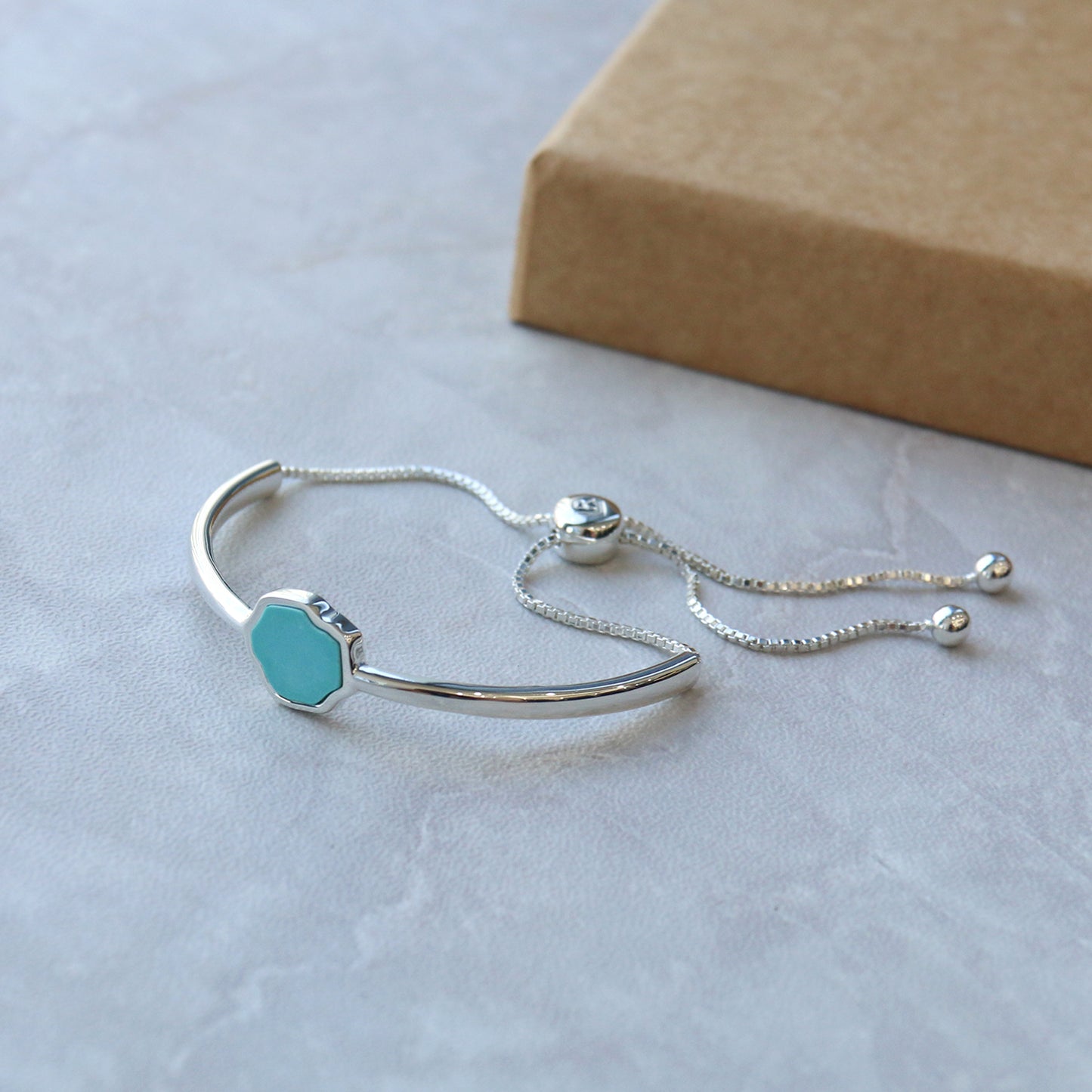 PROTECTION - Turquoise Adjustable Bracelet (Silver)