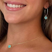 Load image into Gallery viewer, PROTECTION - Turquoise Stone Charm &amp; Hoop Earrings
